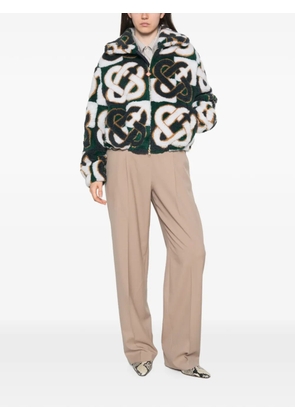 Casablanca zip-fastening monogram-print jacket - White
