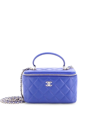 CHANEL Pre-Owned Classic Top Handle Vanity Case with Chain Quilted Lambskin Small crossbody bag - Blue