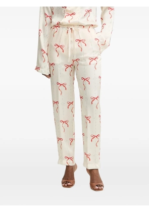 Forte Forte le noeud d'argent-print drawstring trousers - Neutrals