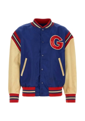 Golden Goose leather-sleeve Journey bomber jacket - Blue