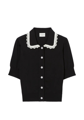 Claudie Pierlot lace-trimmed short-sleeve cardigan - Black