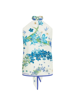 Ferragamo Spring-print foulard top - White