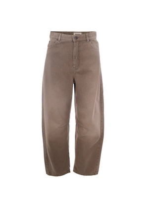 Max Mara logo-patch barrel-leg jeans - Brown