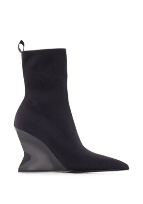Balmain knitted wedge ankle boots - Black