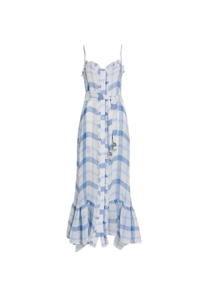 Lisa Marie Fernandez check ruffled maxi dress - Blue