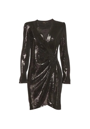 Maje Rivy sequin wrap mini dress - Black