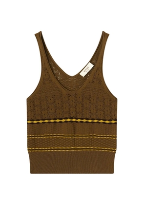 RETORI floral-stitch knit top - Brown