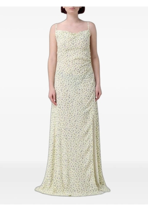 MAR DE MARGARITAS floral-print ruched maxi dress - Yellow