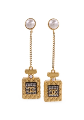 CHANEL Pre-Owned CC perfume bottle drop earrings - Gold