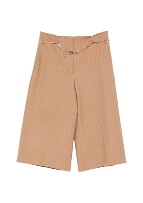 Maje pinstripe-pattern chain-belt shorts - Brown