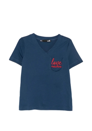 Love Moschino logo-embroidered T-shirt - Blue
