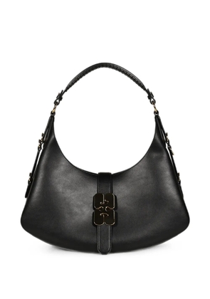 GANNI Kat logo-plaque curved shoulder bag - Black