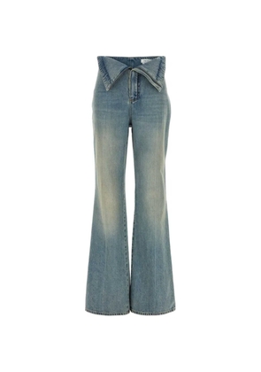 Alexander McQueen fold-over flared-leg jeans - Blue