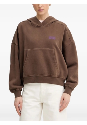 American Vintage Plizzy logo-print pouch-pocket hoodie - Brown