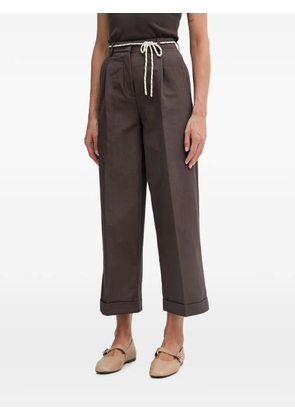 Benetton rope-belt turned-up trousers - Brown