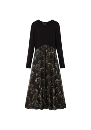 Desigual x M. Christian Lacroix floral-print ribbed-knit midi dress - Black