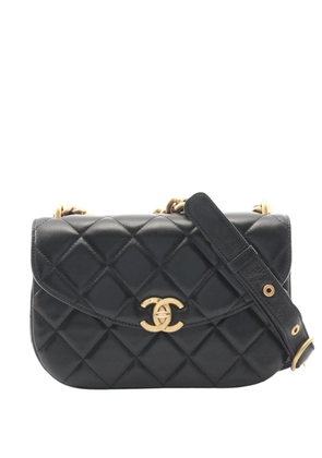 CHANEL Pre-Owned 2010-2026 Quilted Lambskin Half Moon Single Flap shoulder bag - Black