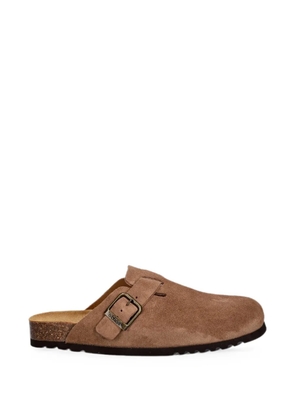 Scholl Boston buckle-fastening suede slippers - Brown