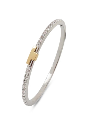 Trussardi crystal-embellished logo-plaque bracelet - Silver