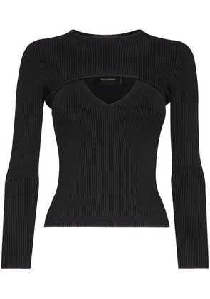 DSQUARED2 cut-out ribbed-knit top - Black