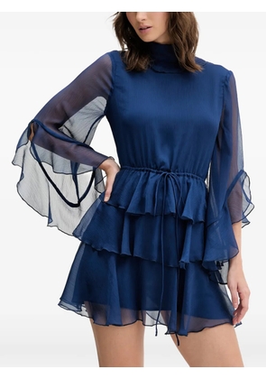 Bardot Norah ruffled tied mini dress - Blue