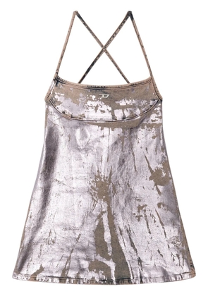 Diesel logo-plaque metallic minidress - Pink