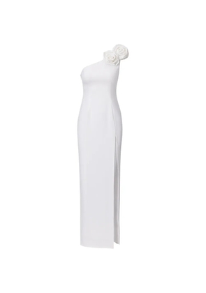 LITA COUTURE rosette-appliqué one-shoulder maxi dress - White