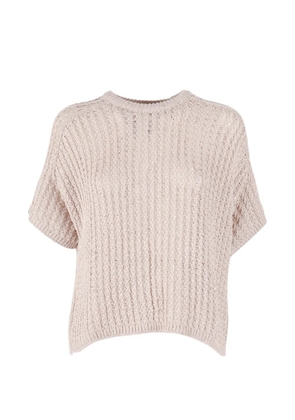 Antonelli sequin-embellished open-knit sweater - Neutrals
