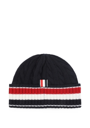 Thom Browne cable-knit stripe beanie hat - Blue
