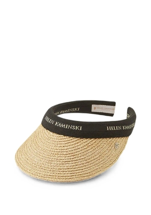 Helen Kaminski logo-embroidered raffia visor - Neutrals