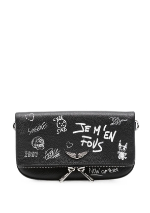 Zadig&Voltaire mini Rock graffiti-print clutch bag - Black