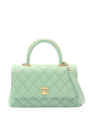 CHANEL Pre-Owned 2021-2026 Mini Quilted Caviar Coco Chain Top Handle Bag satchel - Green