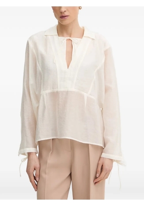 MUNTHE Babette tie-fastening semi-sheer blouse - White