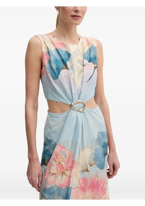 Gaudi floral-print cut-out midi dress - Blue