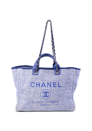 CHANEL Pre-Owned CC Deauville chain-strap canvas tote bag - Blue