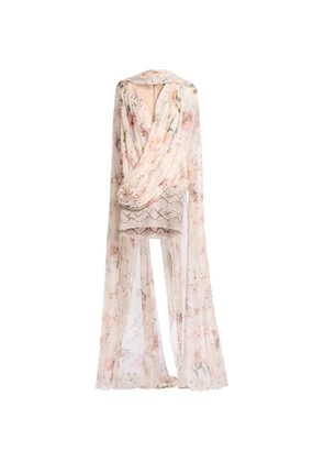 Elie Saab floral-print silk mini dress - Neutrals