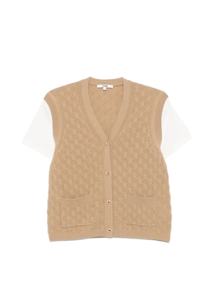 Maje cable-knit layered-effect cardigan - Brown