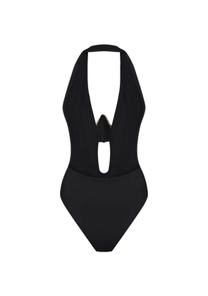 Nuè crystal-embellished halterneck swimsuit - Black