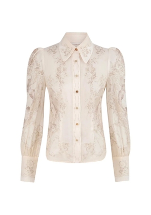 ZIMMERMANN floral-print puff-sleeve shirt - Neutrals