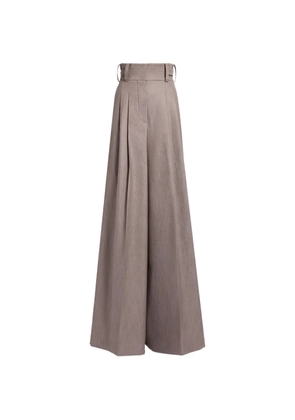 Elie Saab pleated twill trousers - Brown