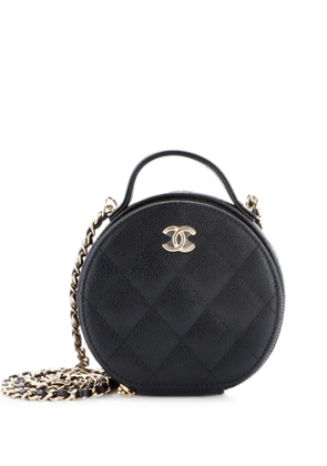 CHANEL Pre-Owned Handle with Care Round Vanity Case with Chain Quilted Caviar Small crossbody bag - Black