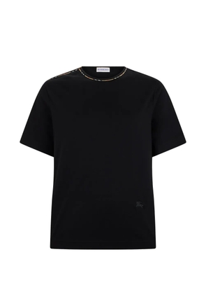 Burberry Check-trim logo-embroidered T-shirt - Black