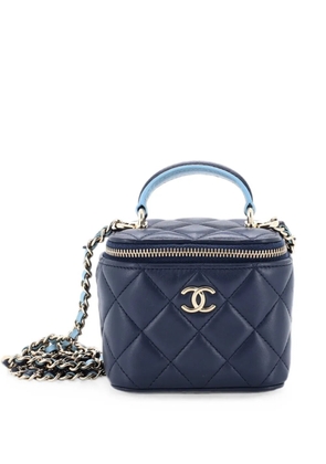 CHANEL Pre-Owned Classic Top Handle Vanity Case with Chain Quilted Lambskin Mini crossbody bag - Blue
