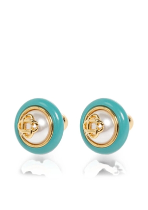 Casablanca pearl-embellished logo earrings - Gold