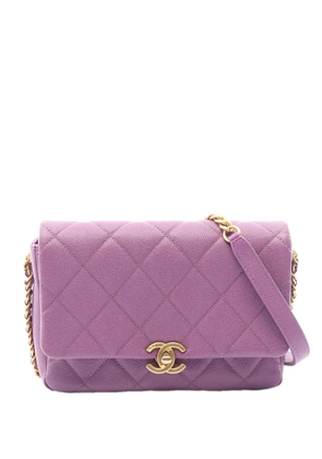 CHANEL Pre-Owned 2021-2026 Small Quilted Caviar Chain Melody Flap crossbody bag - Purple