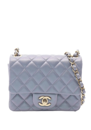 CHANEL Pre-Owned 2021-2026 Mini Square Classic Iridescent Lambskin Single Flap crossbody bag - Blue