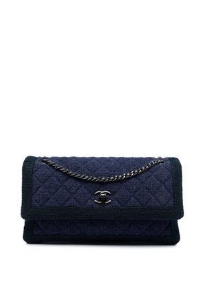 CHANEL Pre-Owned 2015-2016 CC Quilted Tweed Accordion Flap shoulder bag - Blue