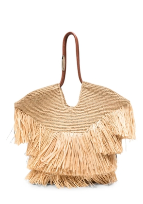 ZIMMERMANN medium Goldentime fringed tote bag - Neutrals