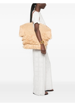 ZIMMERMANN medium Goldentime fringe tote bag - Neutrals
