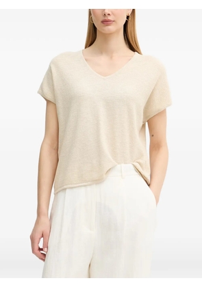 Benetton waffle-knit V-neck top - Neutrals